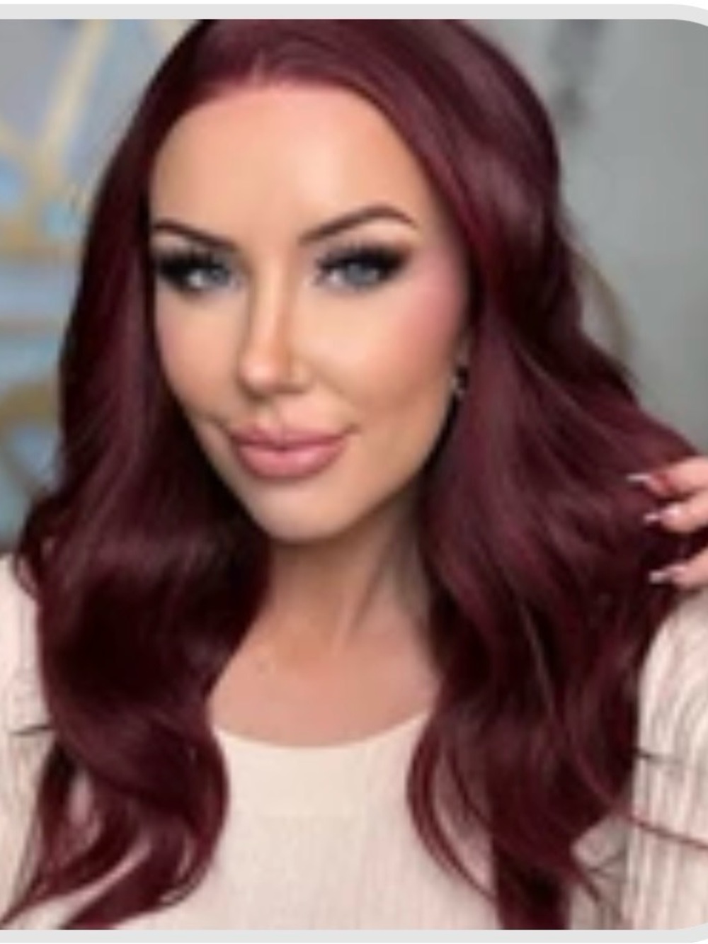 Rich Burgundy Chelsey smith Crowns wig- petite Theresa